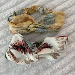 Anthropologie Yellow and Cream Leaf Print Headbands